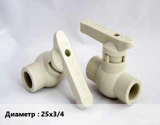 Кран ПП-полипропилен D=25х3/4 PPR шаровой